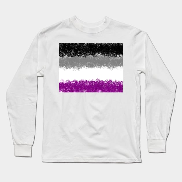 Asexual Flag in Crosshatch Design Long Sleeve T-Shirt by PurposelyDesigned